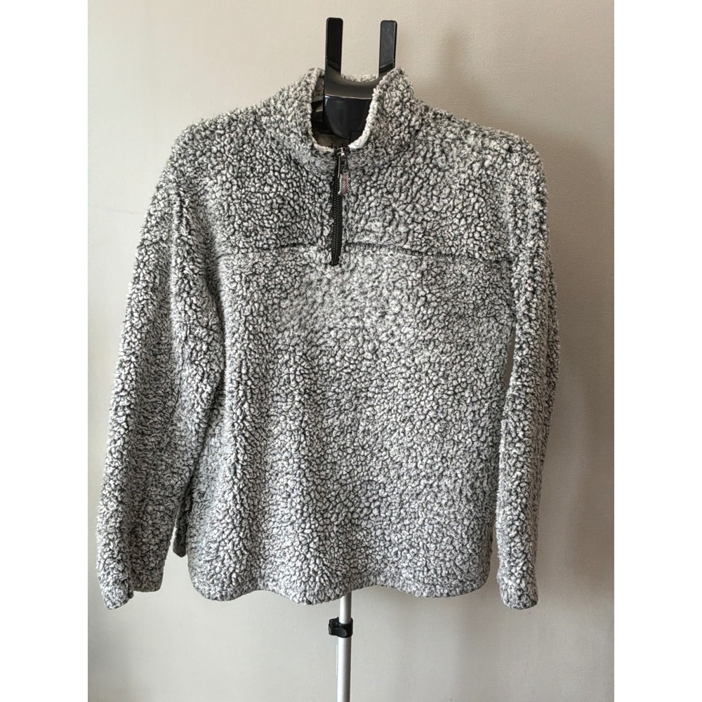 Dylan Pullover Women L Grey Faux Fur Sherpa Quarter Zip Gorpcore 71W40FTP